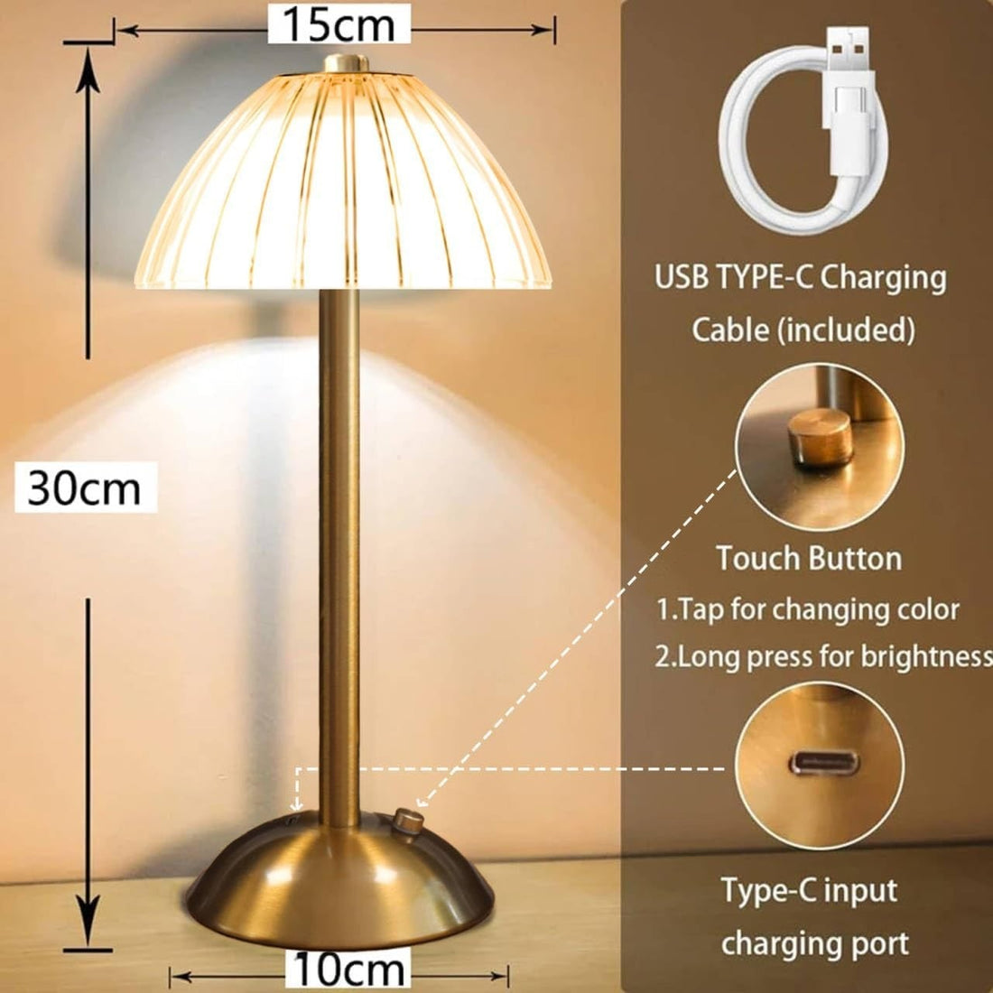 LED Lamp Modern Table Lamp Night Decor Light USB Rechargeable