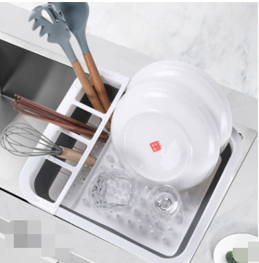 Folding Kitchen Dish Drainer Drying Rack Tableware